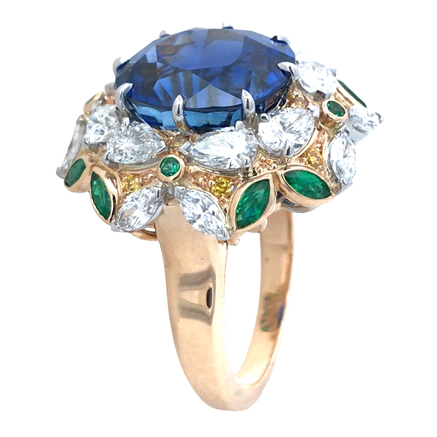Oscar Heyman, Platinum Gold 9.24ct Sapphire Diamond Ring, Certificate Oscar Heyman