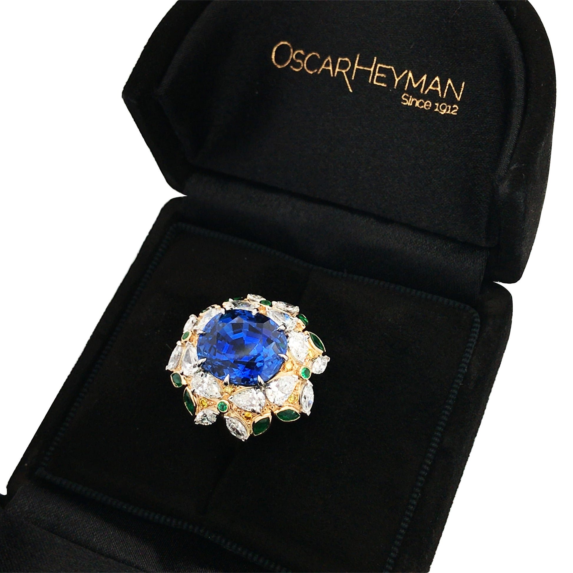 Oscar Heyman, Platinum Gold 9.24ct Sapphire Diamond Ring, Certificate Oscar Heyman