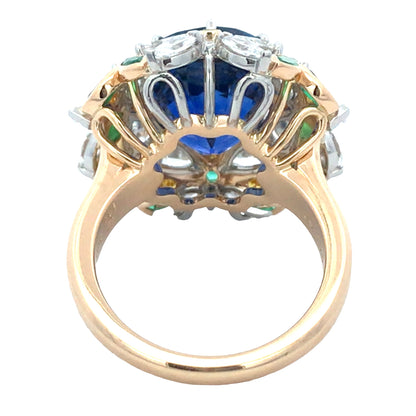 Oscar Heyman, Platinum Gold 9.24ct Sapphire Diamond Ring, Certificate Oscar Heyman