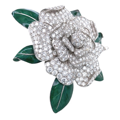 Oscar Heyman, Diamond Enamel Gardenia Brooch Oscar Heyman