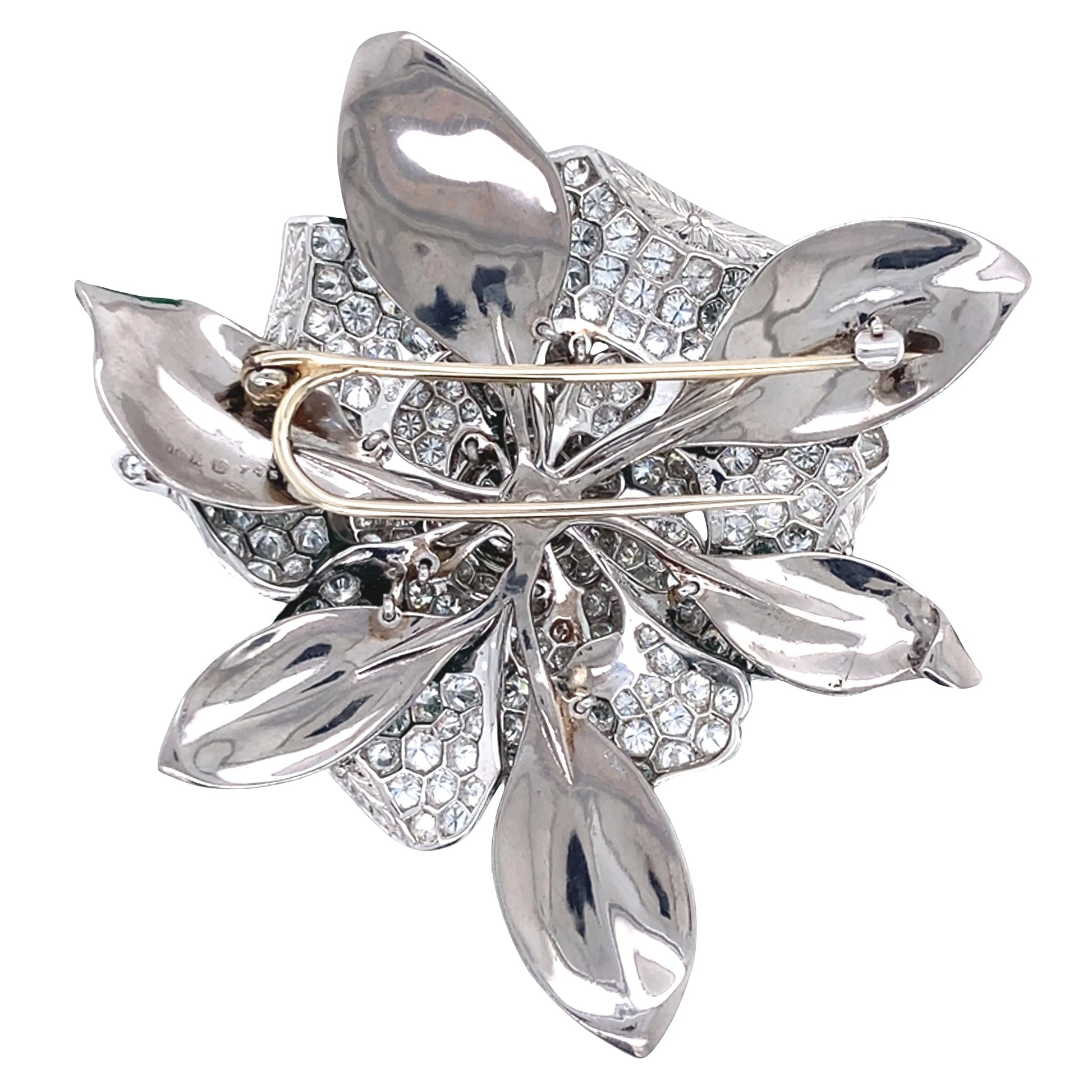 Oscar Heyman, Diamond Enamel Gardenia Brooch Oscar Heyman