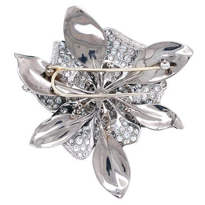 Oscar Heyman, Diamond Enamel Gardenia Brooch Oscar Heyman