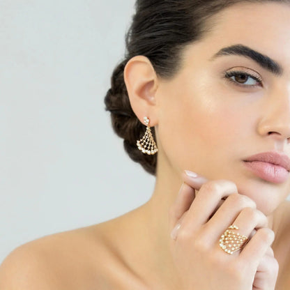 Ferri Firenze, 18K Gold Diamond Earrings