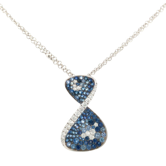 Ferri Firenze, 18K Gold Sapphire Diamond Pendant Necklace Ferri Firenze