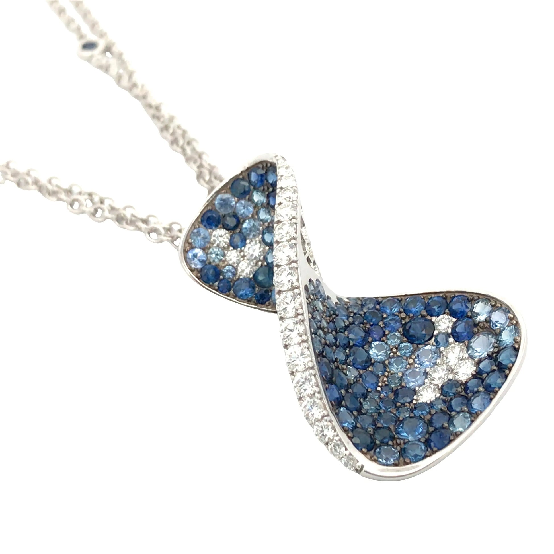 Ferri Firenze, 18K Gold Sapphire Diamond Pendant Necklace Ferri Firenze