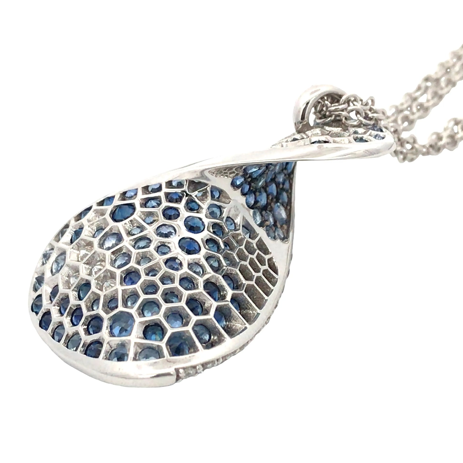 Ferri Firenze, 18K Gold Sapphire Diamond Pendant Necklace Ferri Firenze