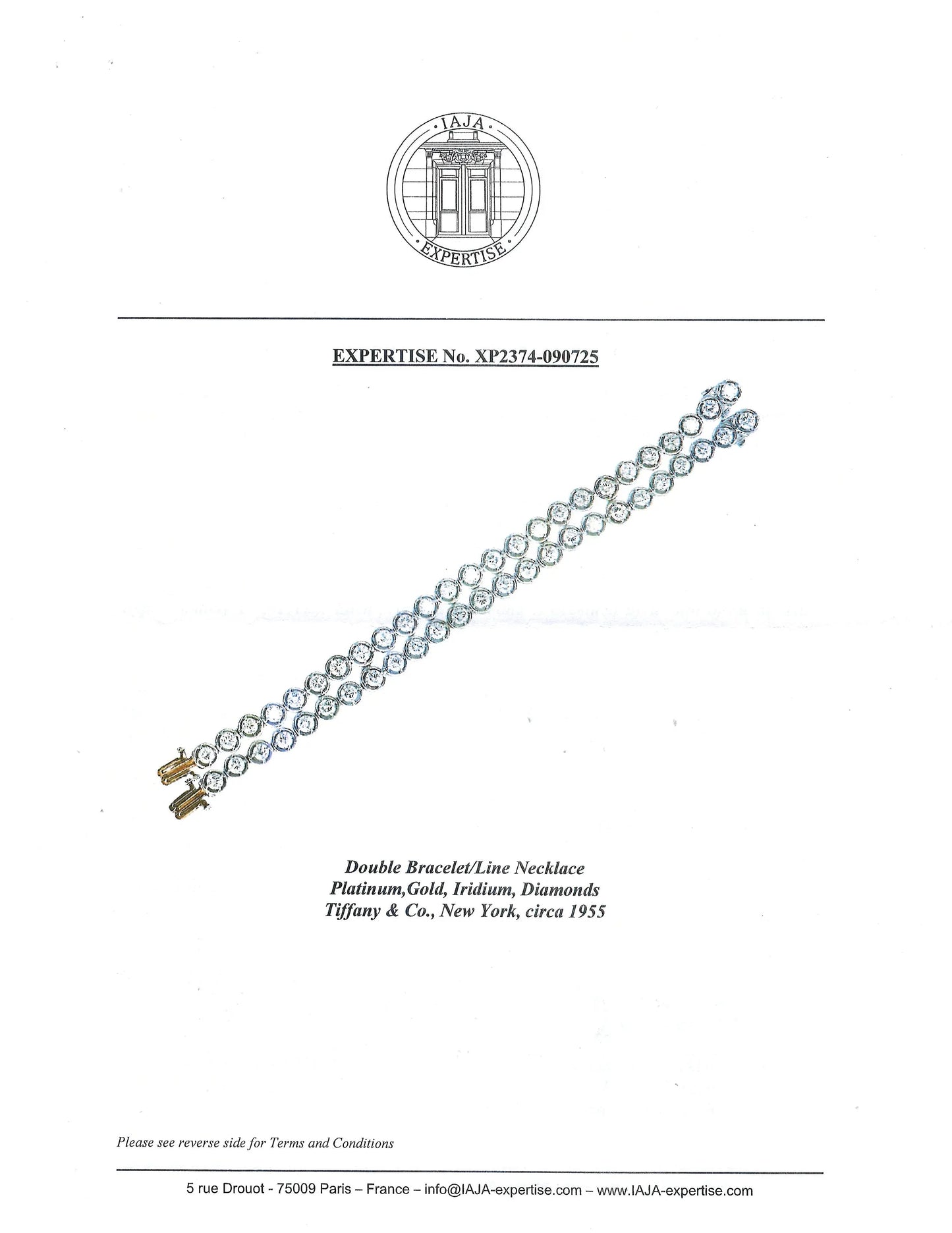 Tiffany, Platinum Diamond Bracelet, IAJA Tiffany