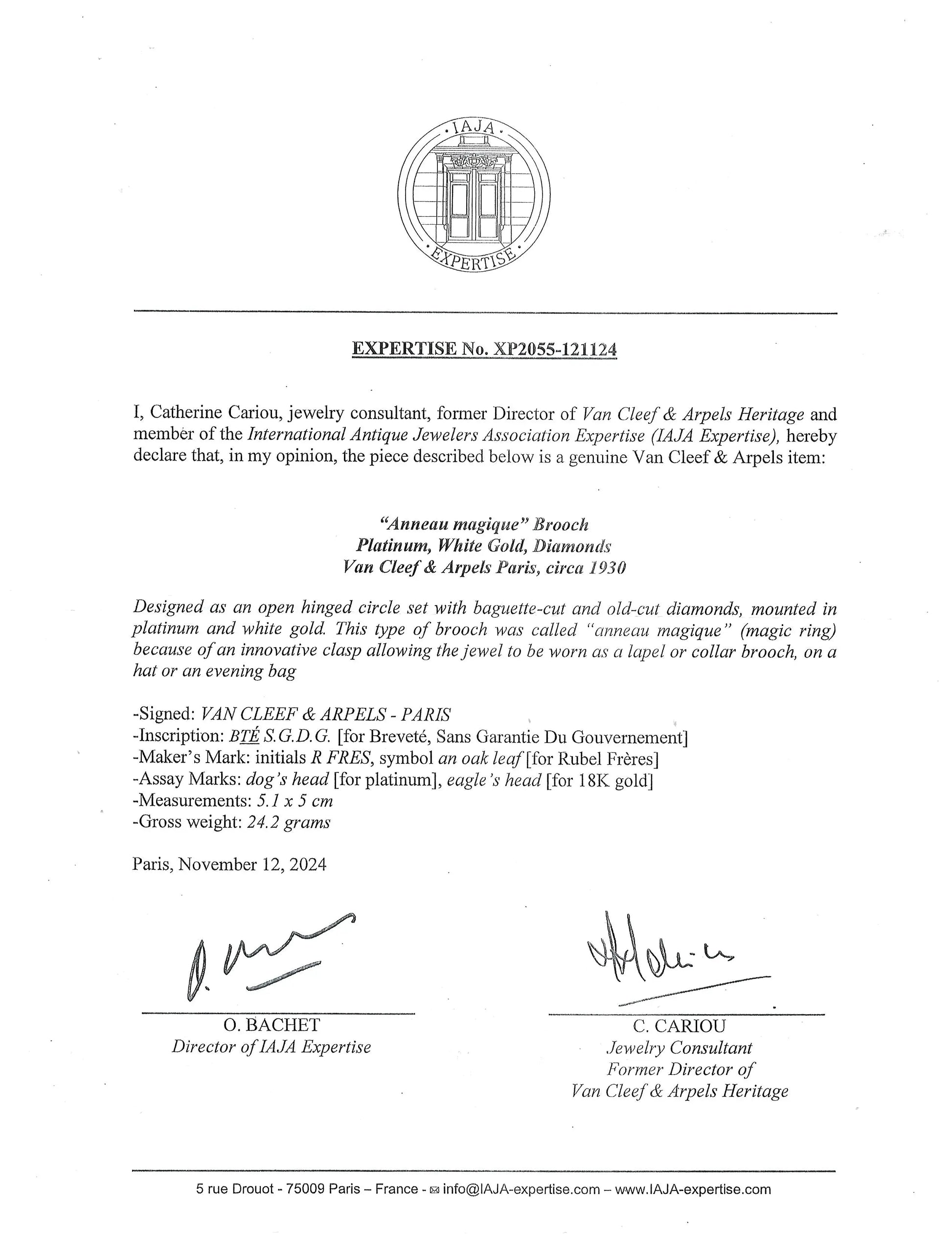 Van Cleef & Arpels, 18K Gold Diamond Circle Brooch, IAJA VCA