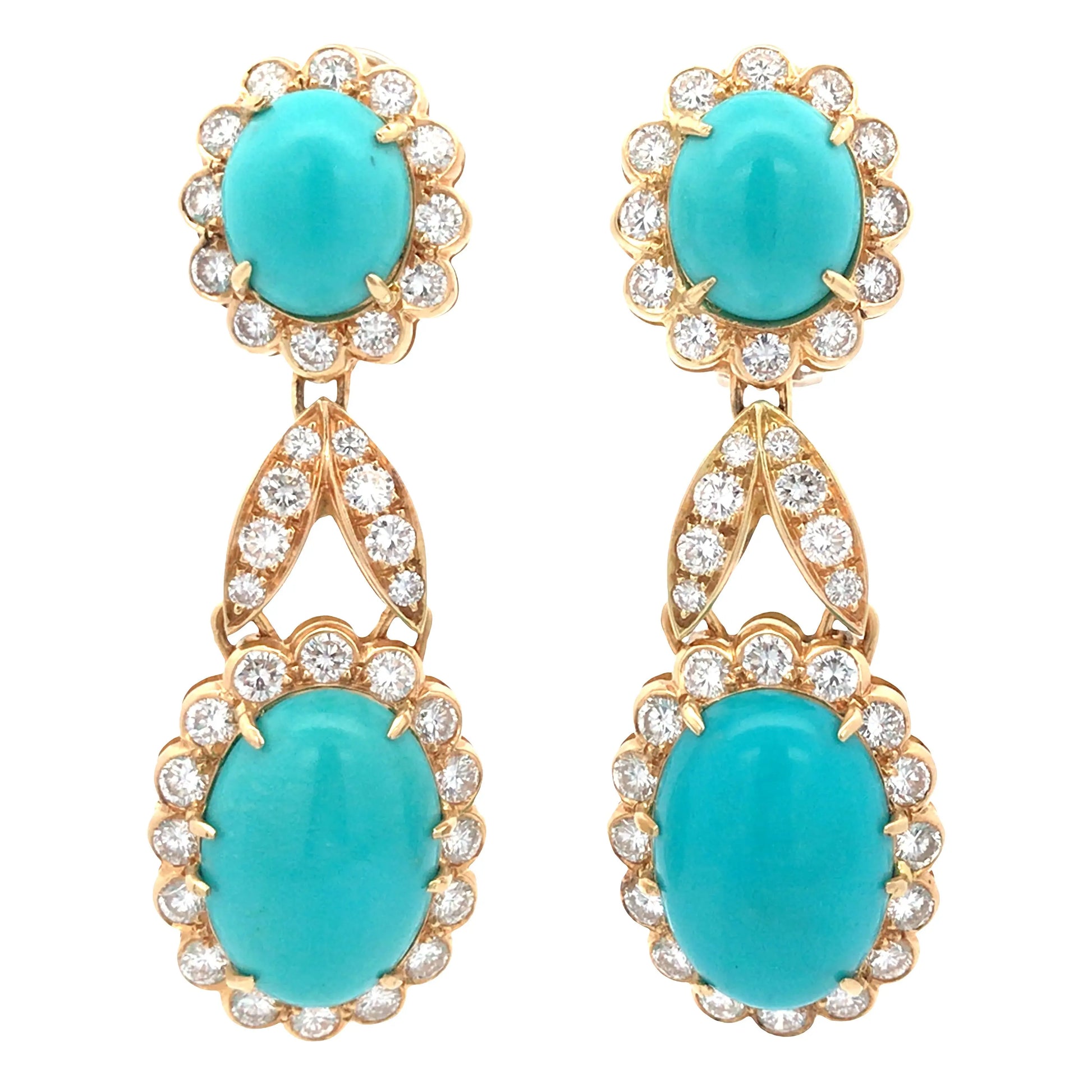 18K Gold Turquoise Diamond Earrings Lueur Jewelry