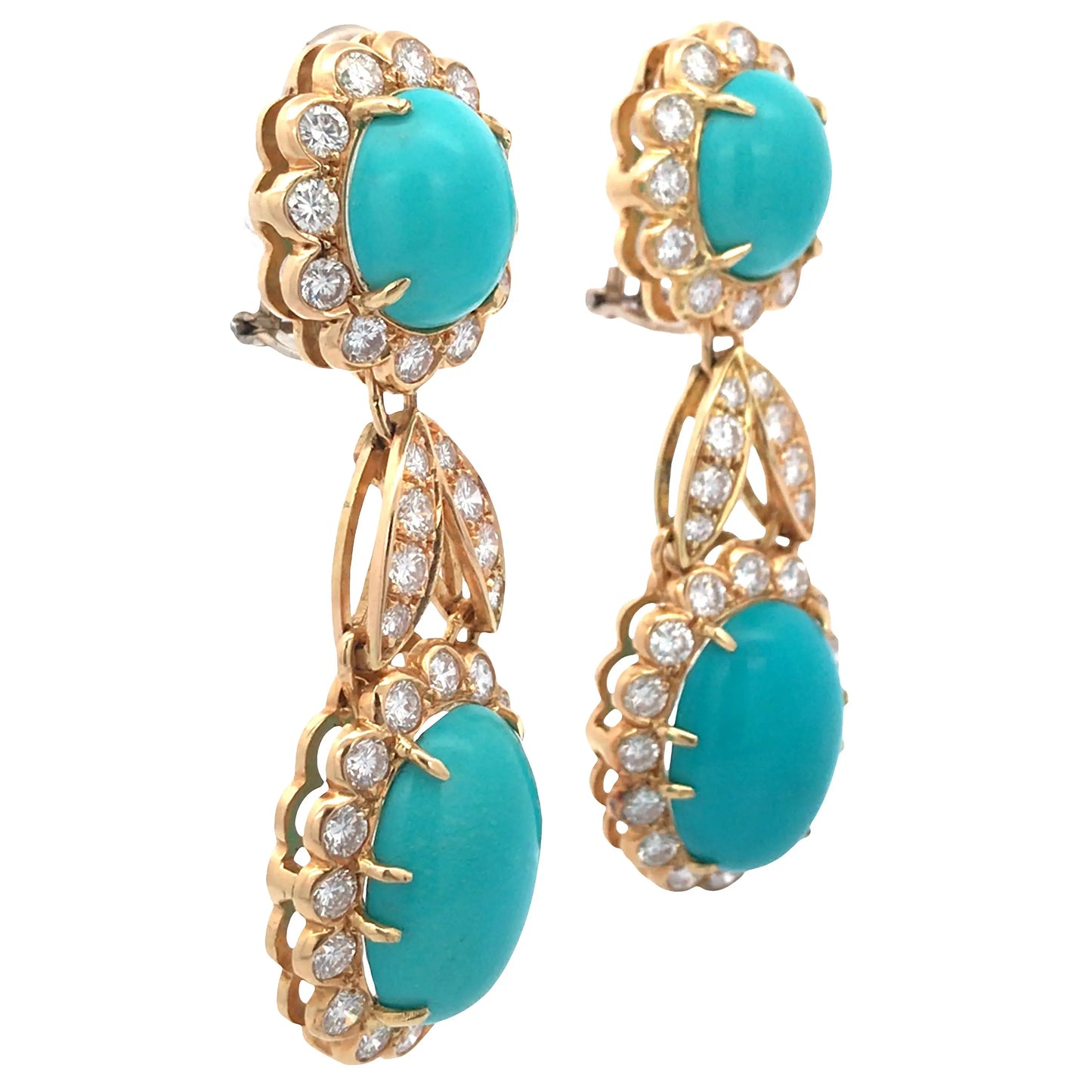 18K Gold Turquoise Diamond Earrings Lueur Jewelry