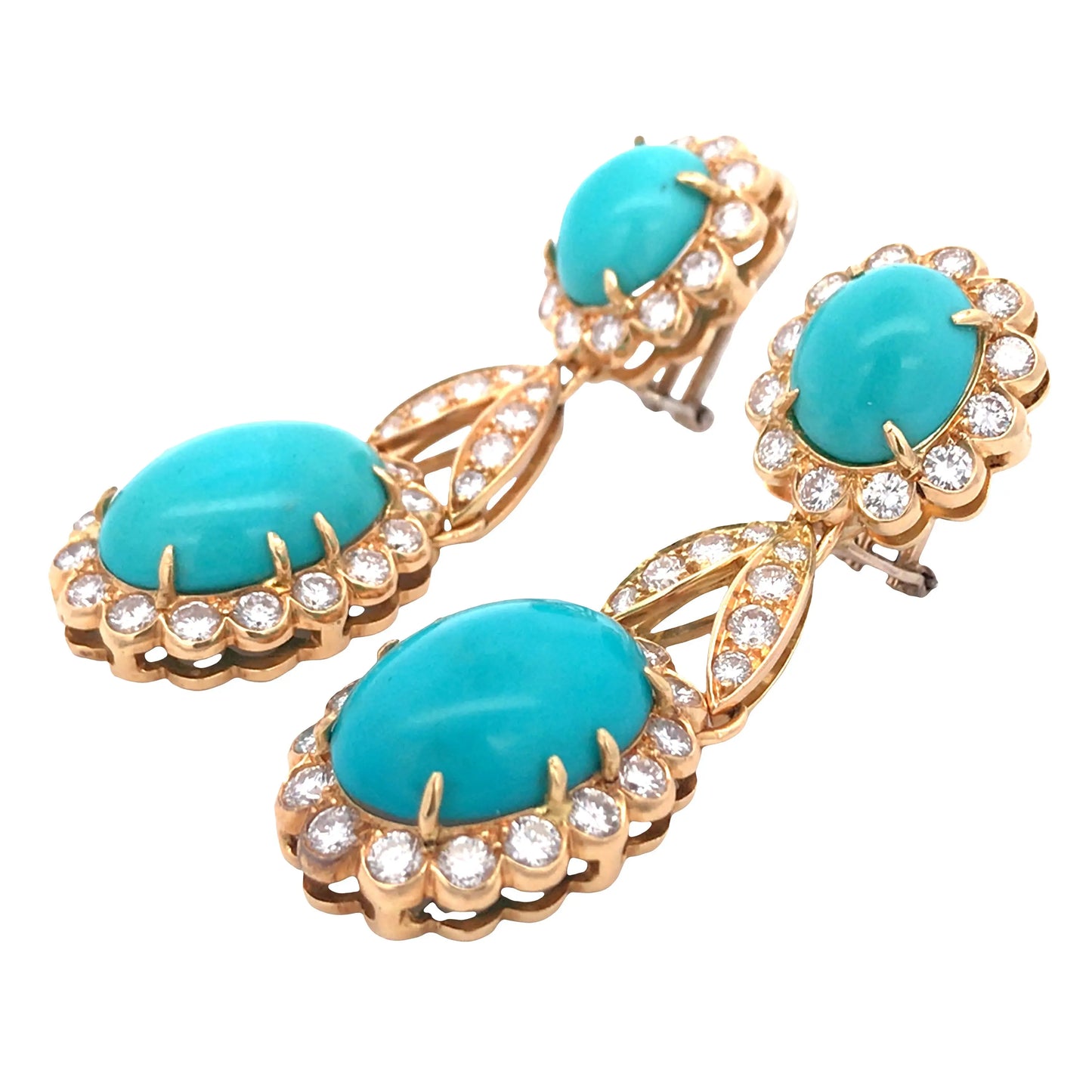 18K Gold Turquoise Diamond Earrings Lueur Jewelry