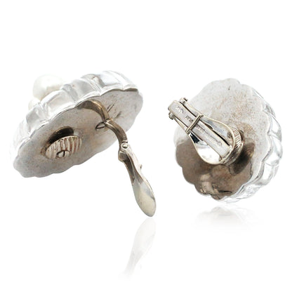 David Webb, Platinum Gold Pearl Crystal Diamond Ring and Earrings David Webb