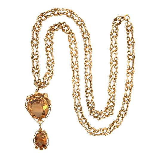Marcus & Co., 14K Gold Citrine Pendent Necklace Marcus & Co.