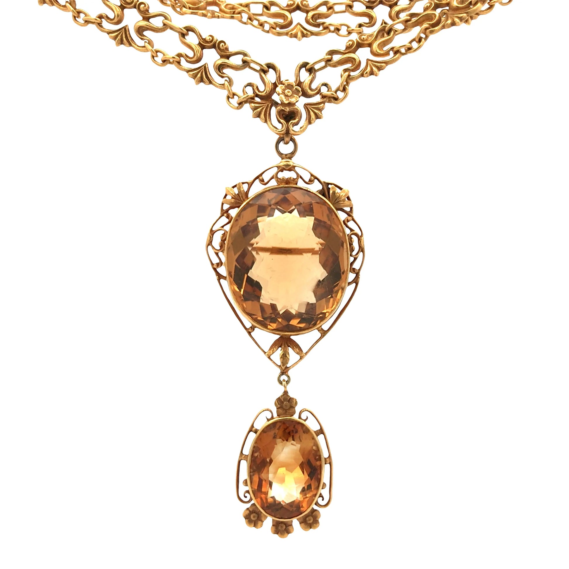 Marcus & Co., 14K Gold Citrine Pendent Necklace Marcus & Co.