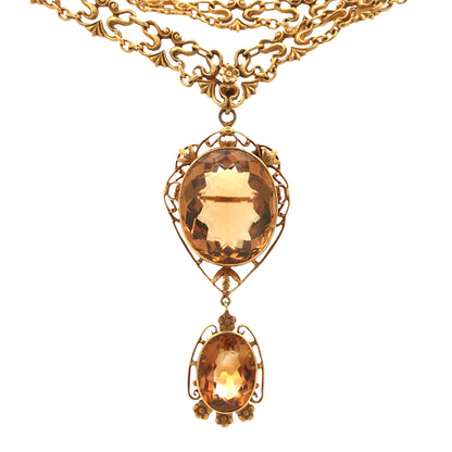 Marcus & Co., 14K Gold Citrine Pendent Necklace Marcus & Co.