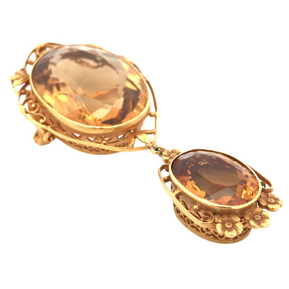 Marcus & Co., 14K Gold Citrine Pendent Necklace Marcus & Co.