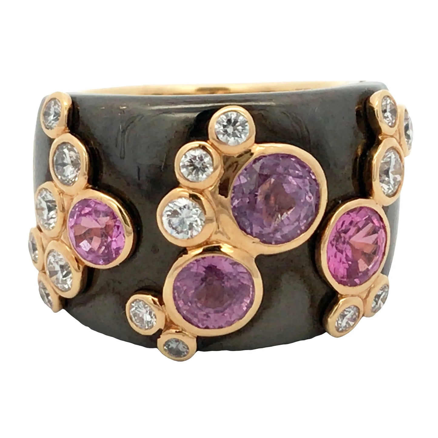 Marina B, 18K Gold Enamel Diamond Ring and Earrings Marina B