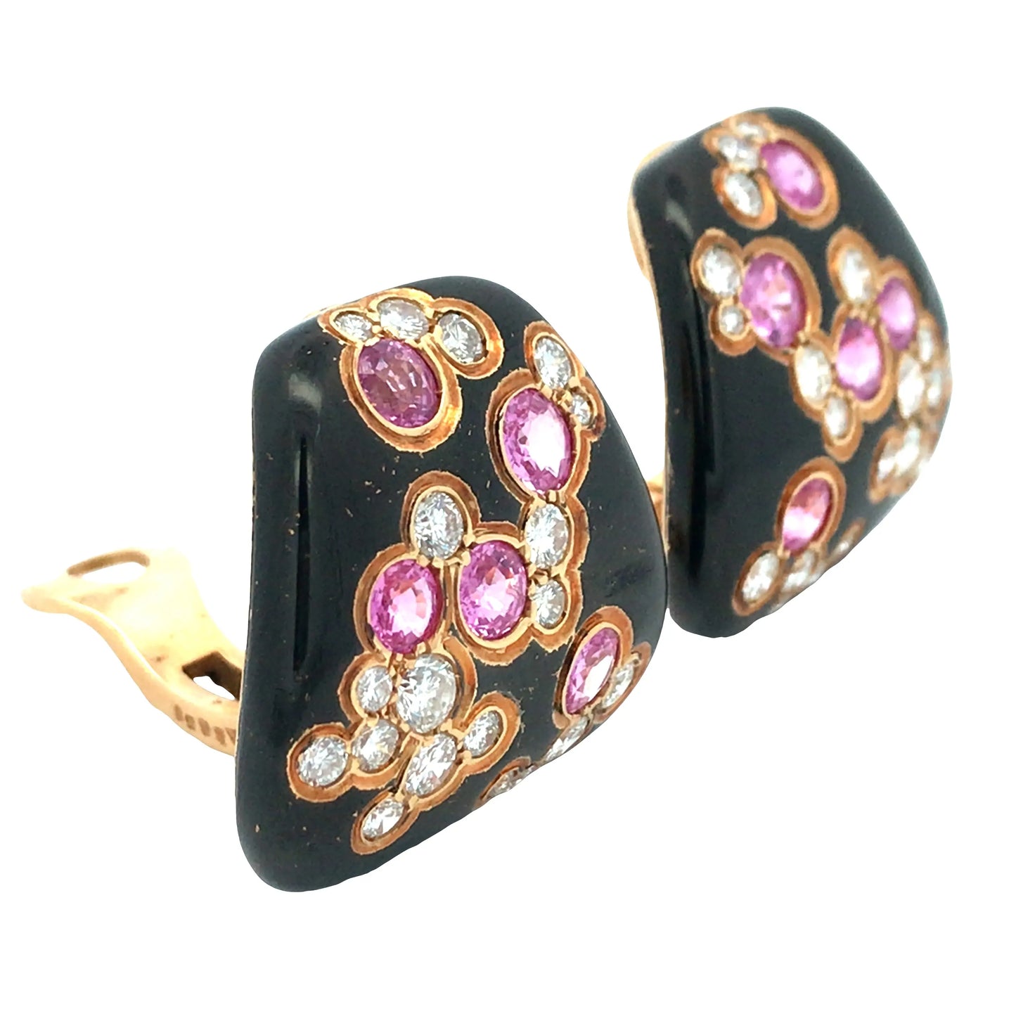 Marina B, 18K Gold Enamel Diamond Ring and Earrings Marina B