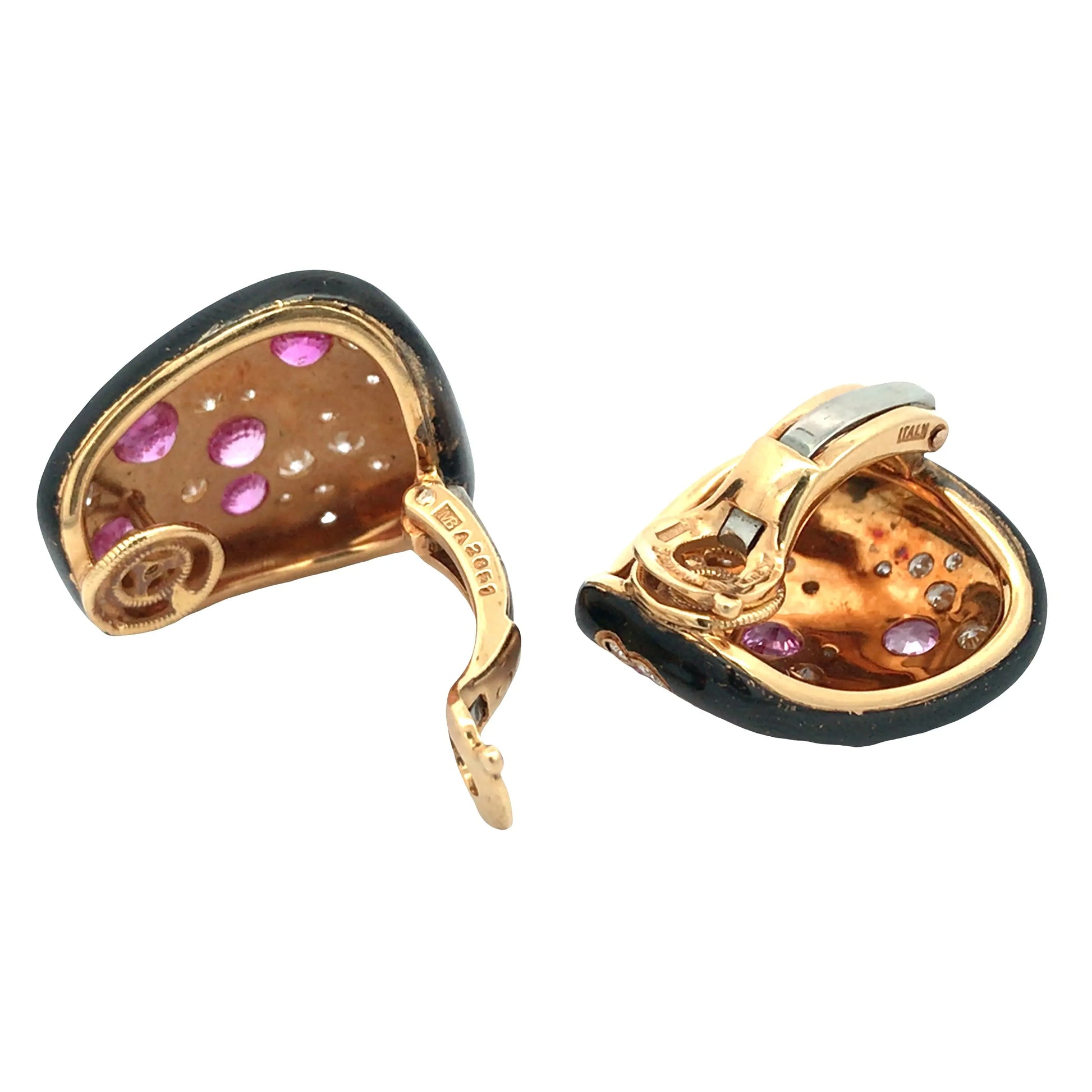 Marina B, 18K Gold Enamel Diamond Ring and Earrings Marina B