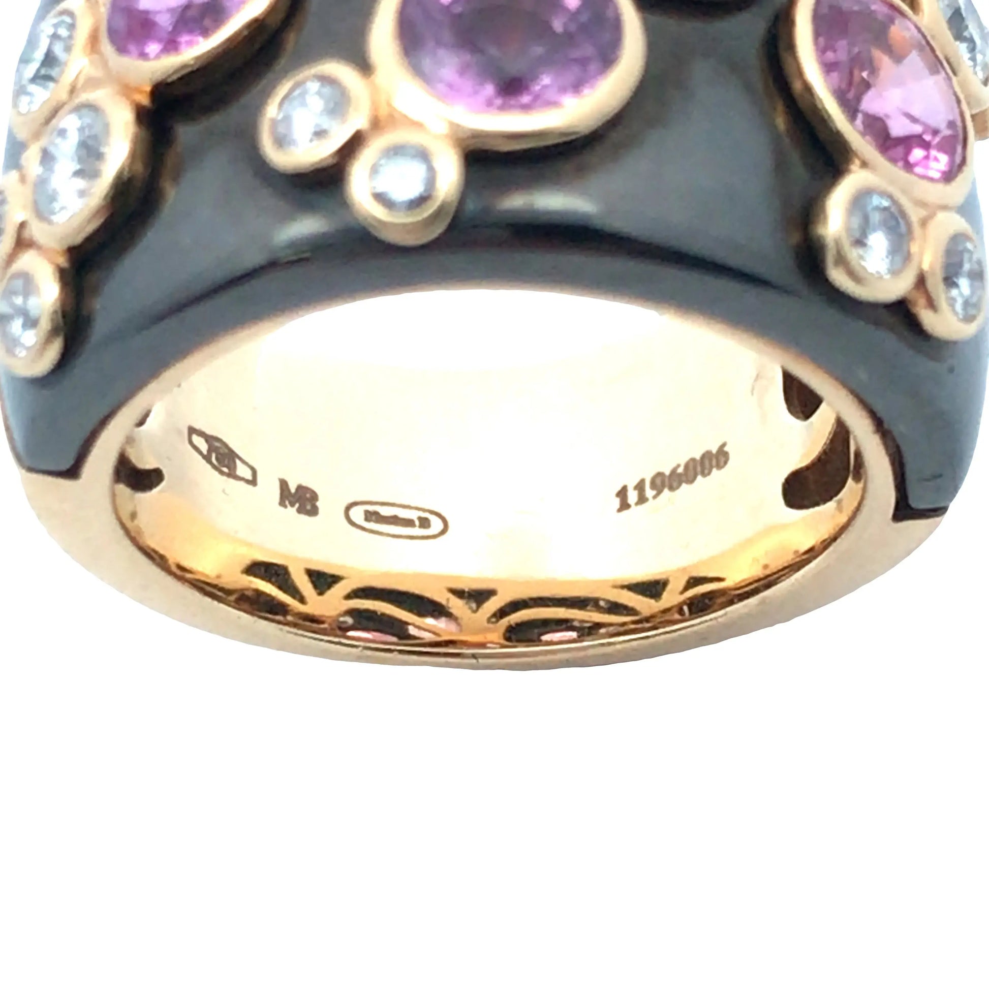 Marina B, 18K Gold Enamel Diamond Ring and Earrings Marina B