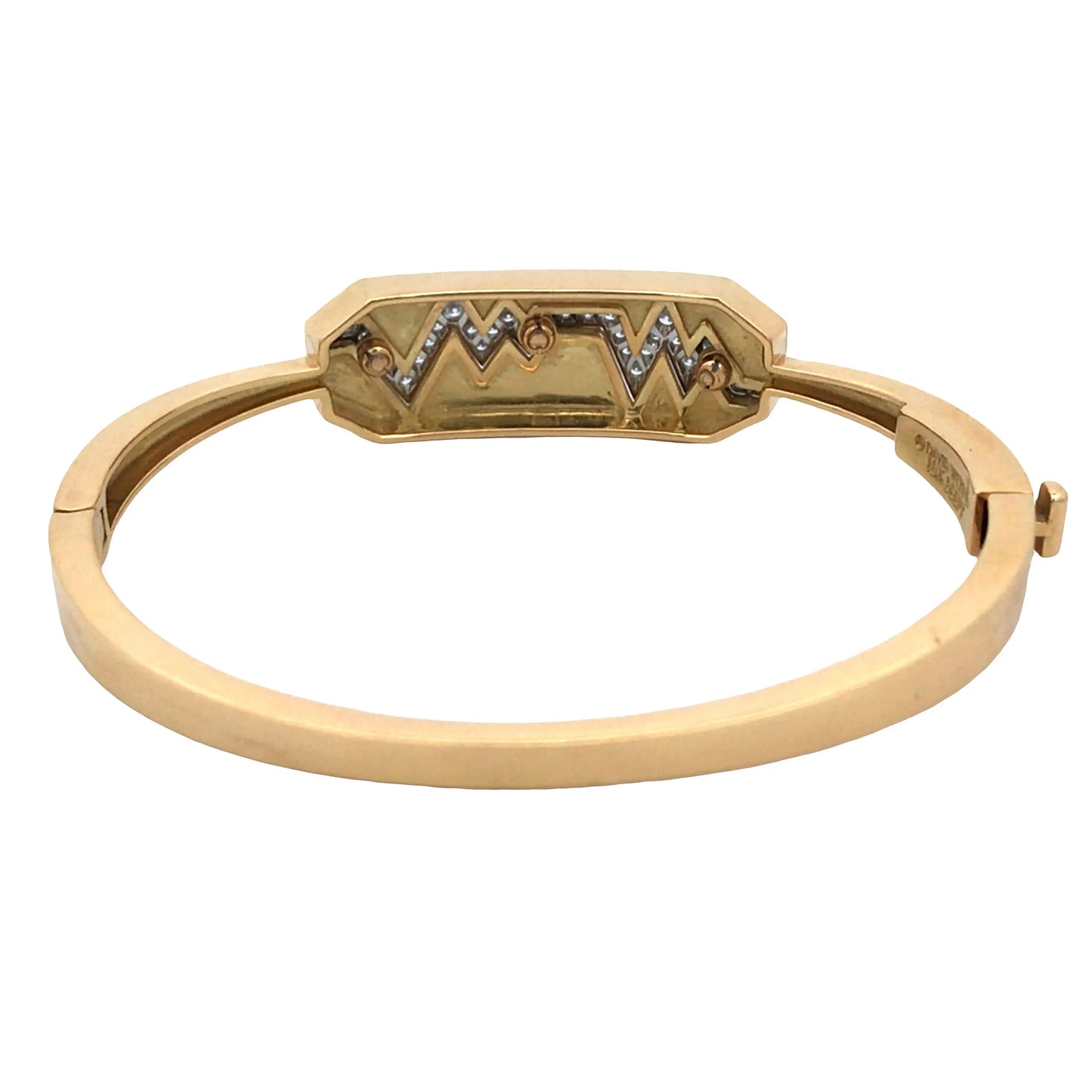 David Webb, Platinum 18K Gold Enamel Diamond Bangle David Webb