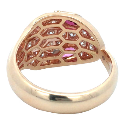 Bvlgari, 18K Gold Ruby Diamond Snake Ring Bvlgari