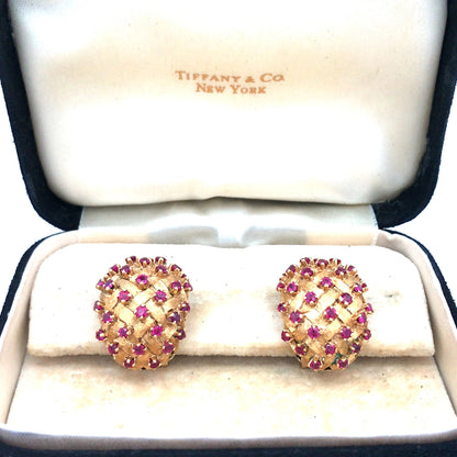 Tiffany, 18K Gold Ruby Earrings Tiffany