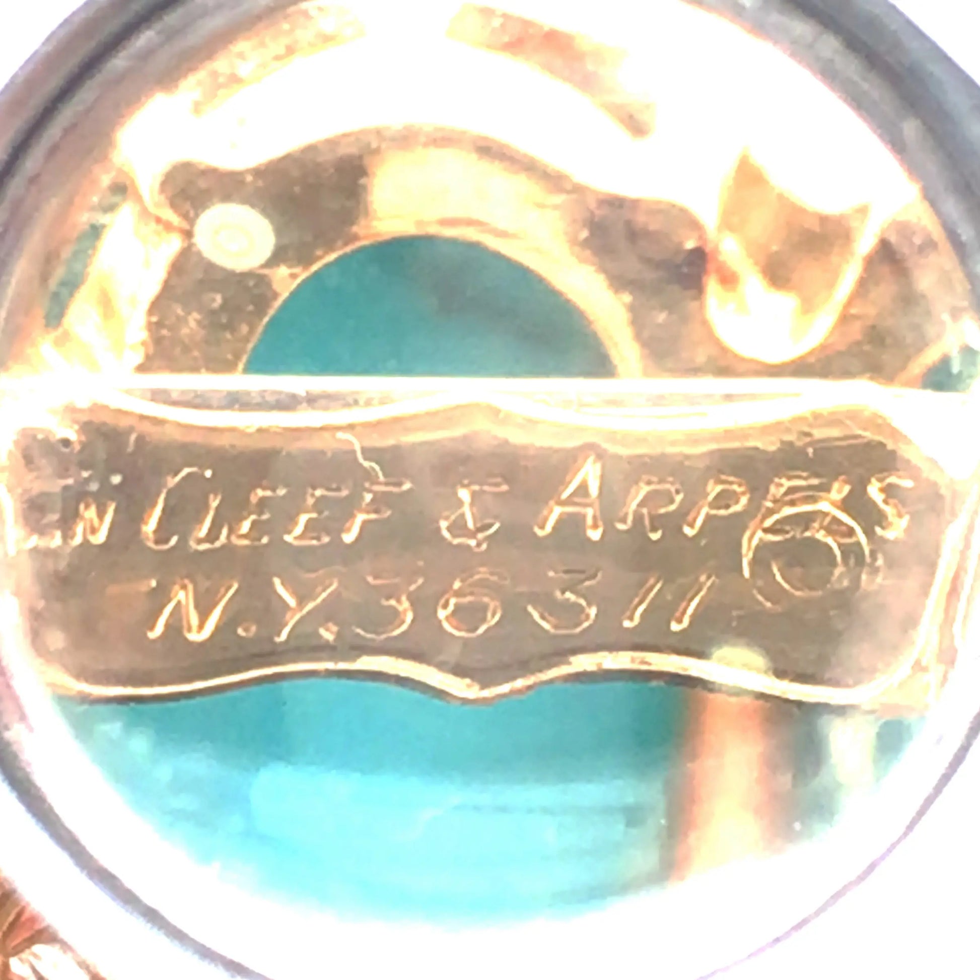 Van Cleef & Arpels, 18K Gold Turquoise Diamond Pendant Necklace VCA