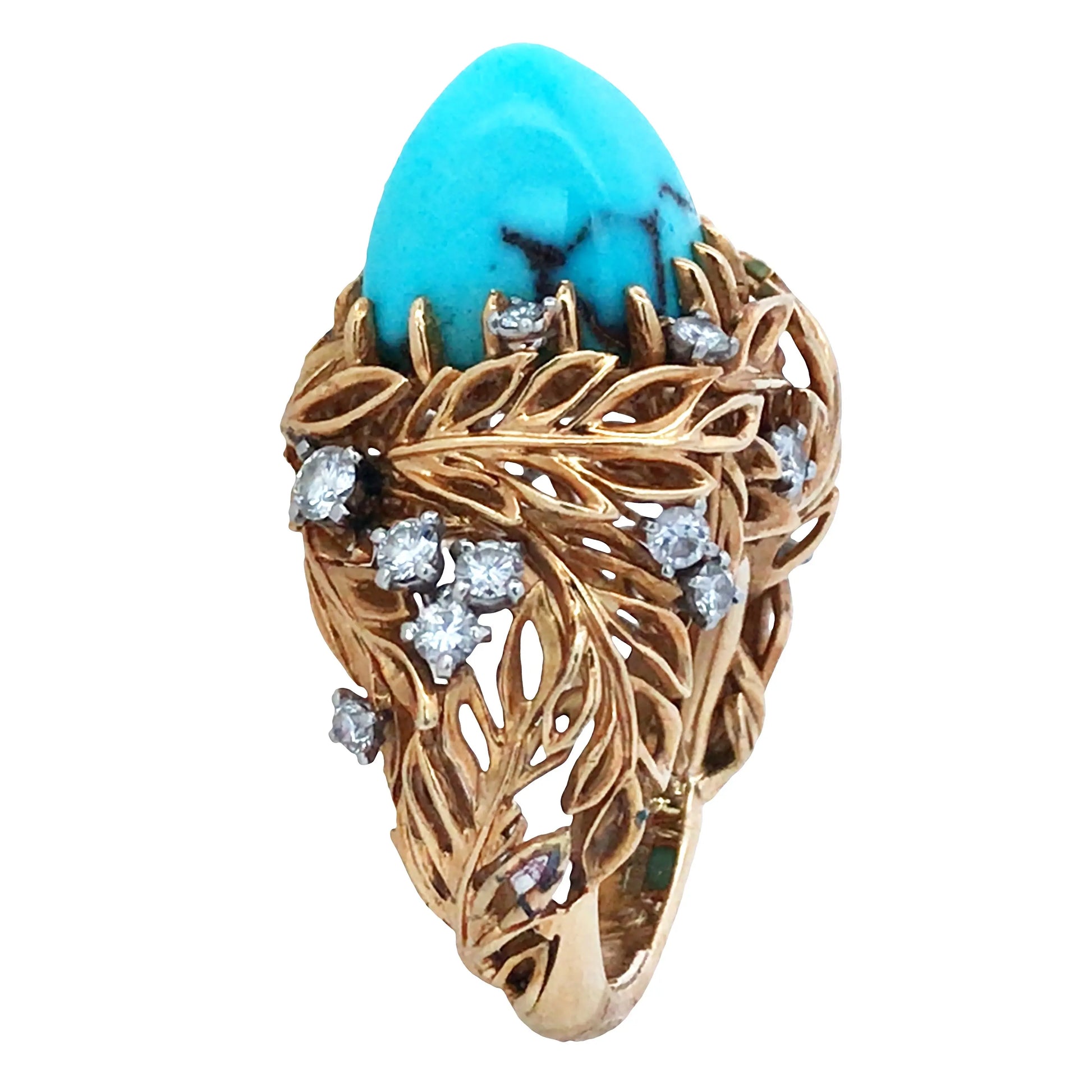 Cartier, Platinum 18K Gold Turquoise Diamond Ring Cartier