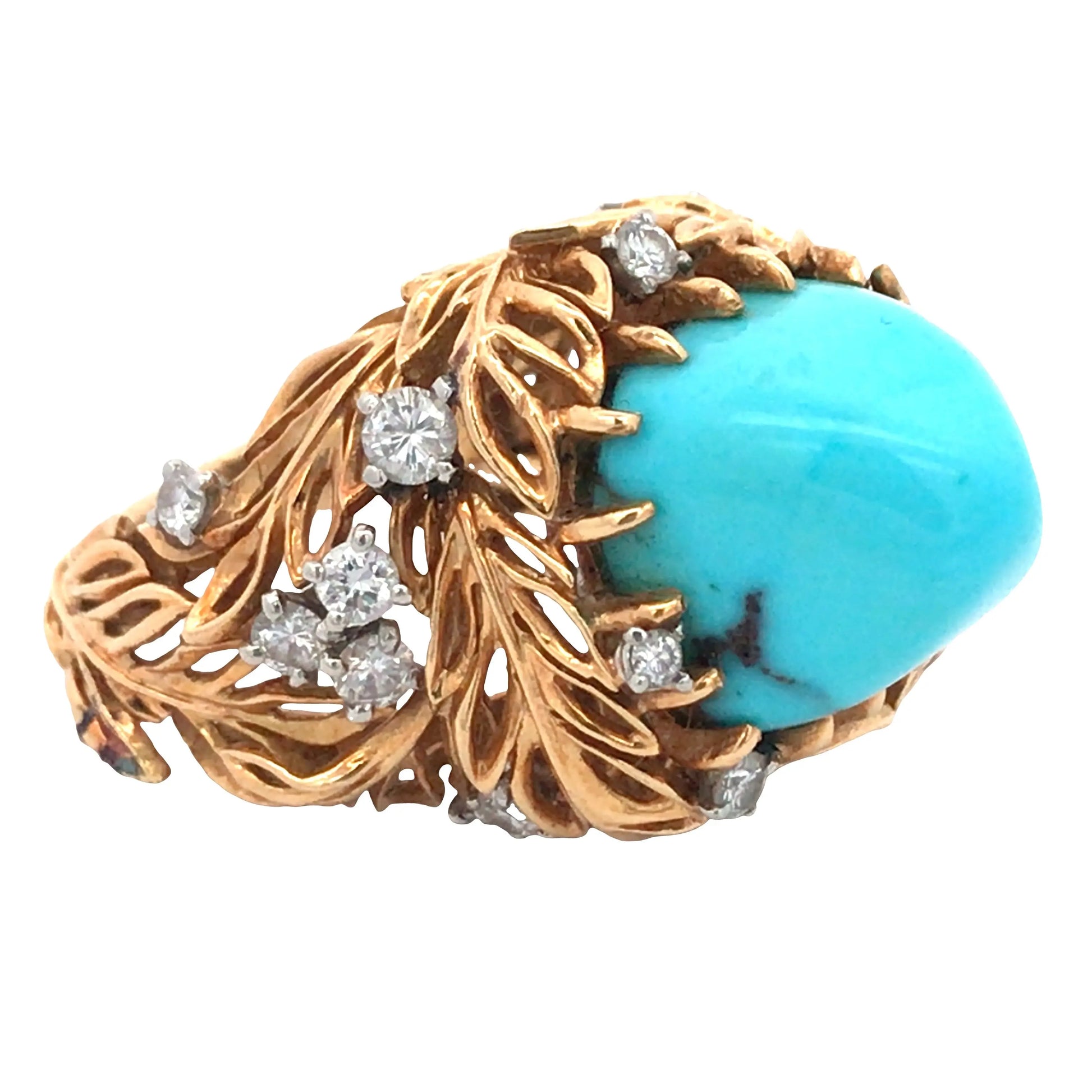 Cartier, Platinum 18K Gold Turquoise Diamond Ring Cartier