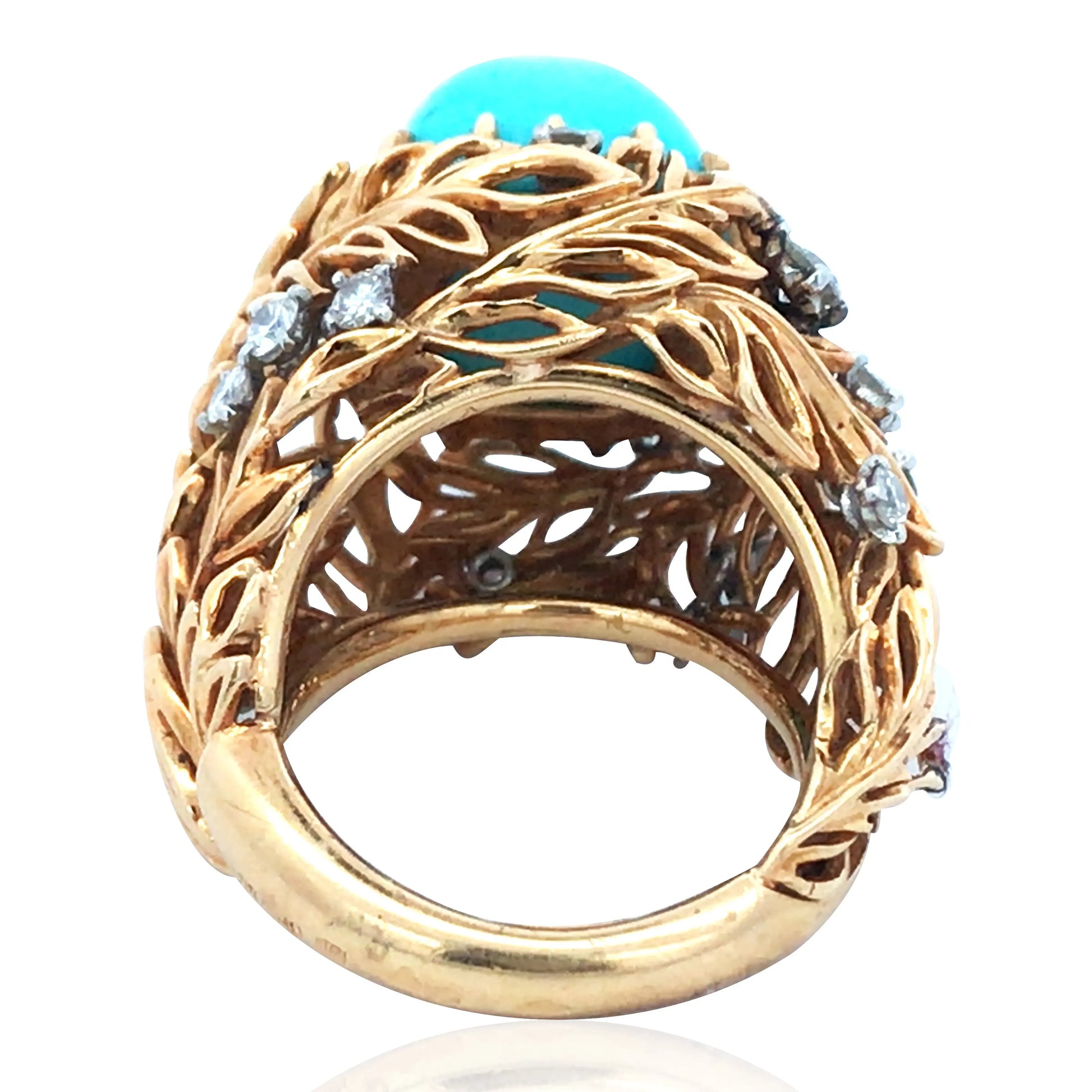 Cartier, Platinum 18K Gold Turquoise Diamond Ring Cartier