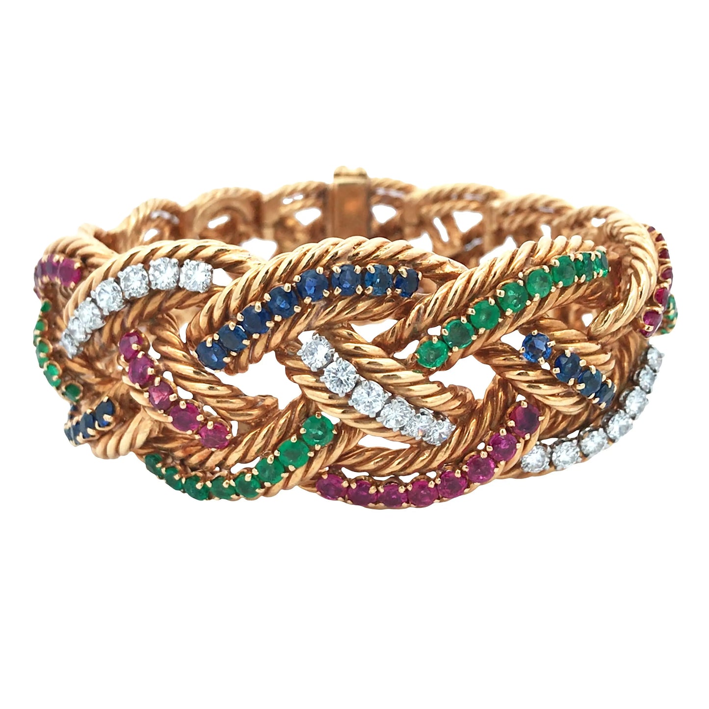 Boucheron, 18K Gold Ruby Sapphire Diamond Bracelet Boucheron