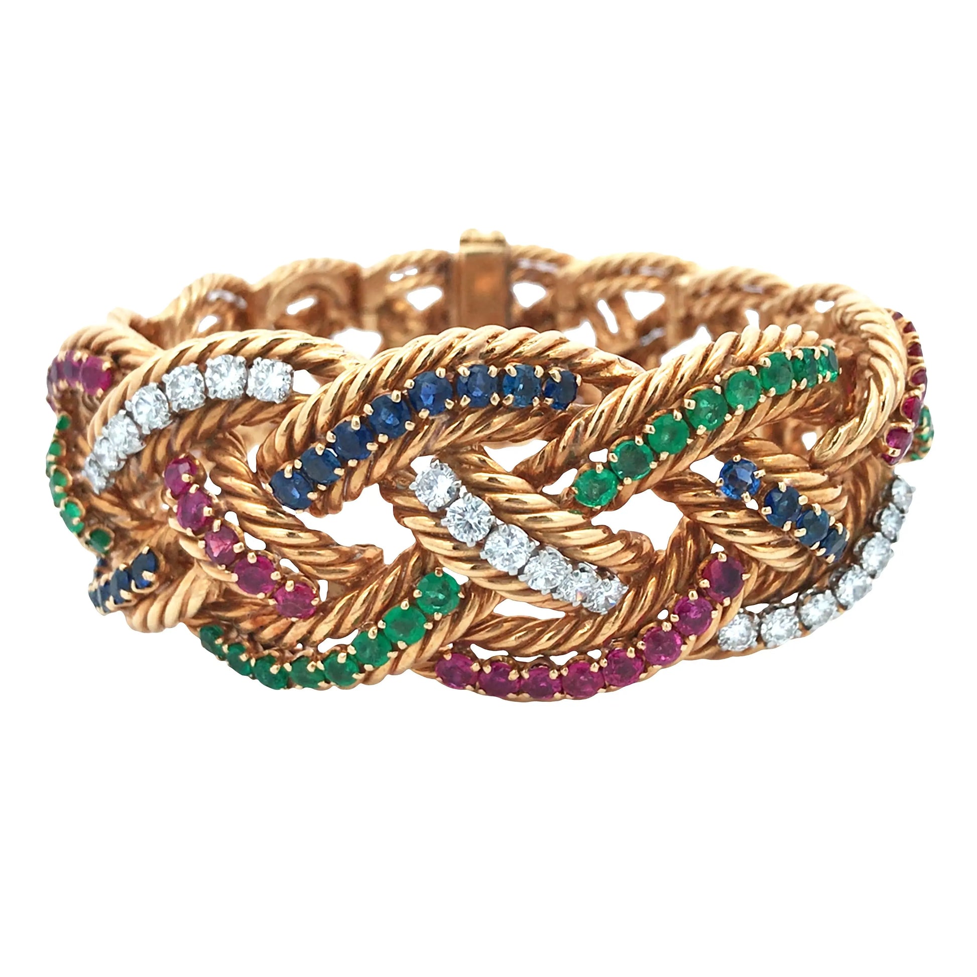 Boucheron, 18K Gold Ruby Sapphire Diamond Bracelet Boucheron