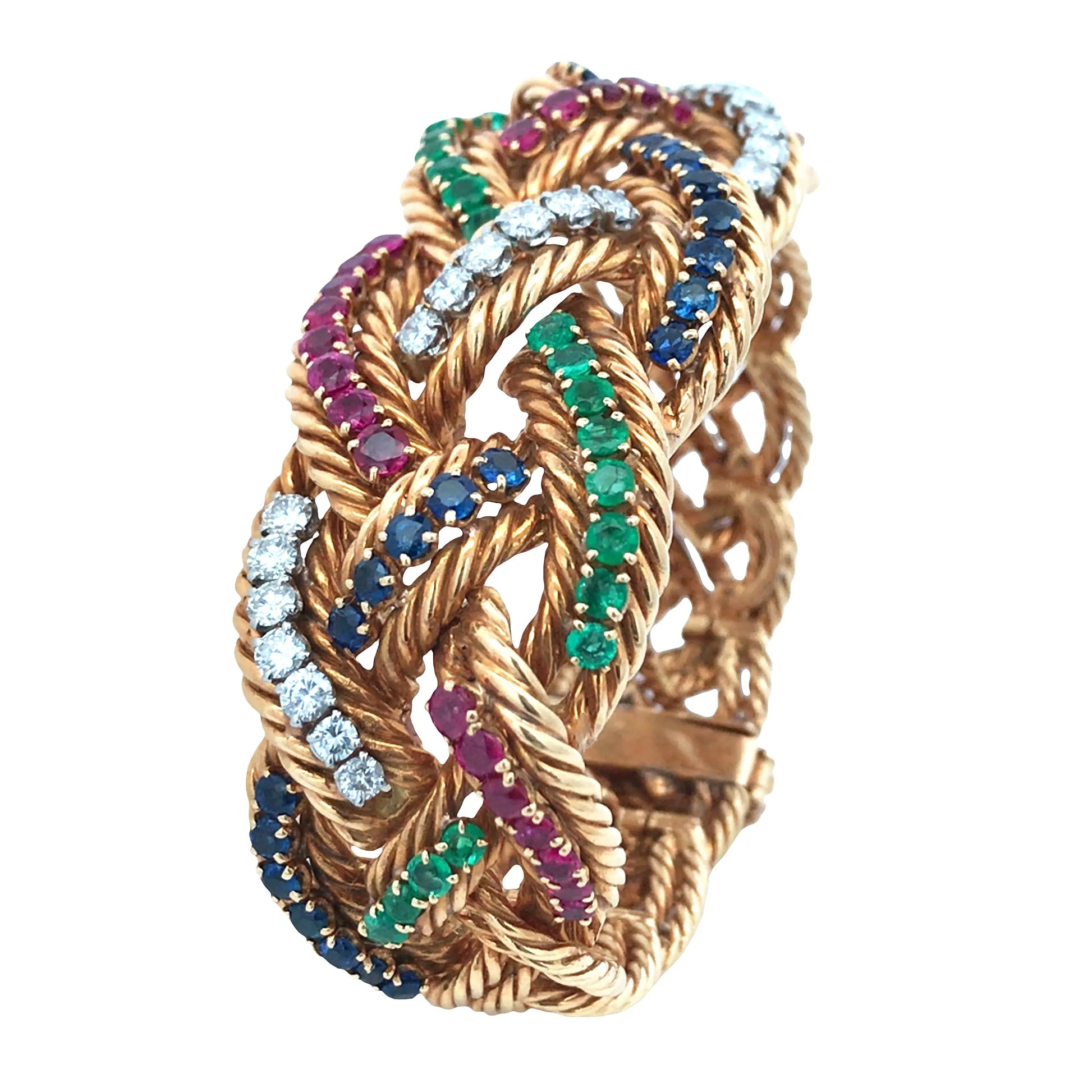 Boucheron, 18K Gold Ruby Sapphire Diamond Bracelet Boucheron