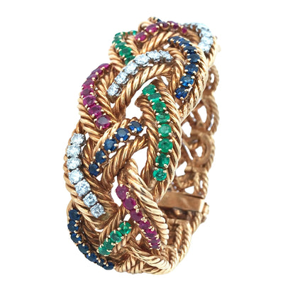 Boucheron, 18K Gold Ruby Sapphire Diamond Bracelet Boucheron