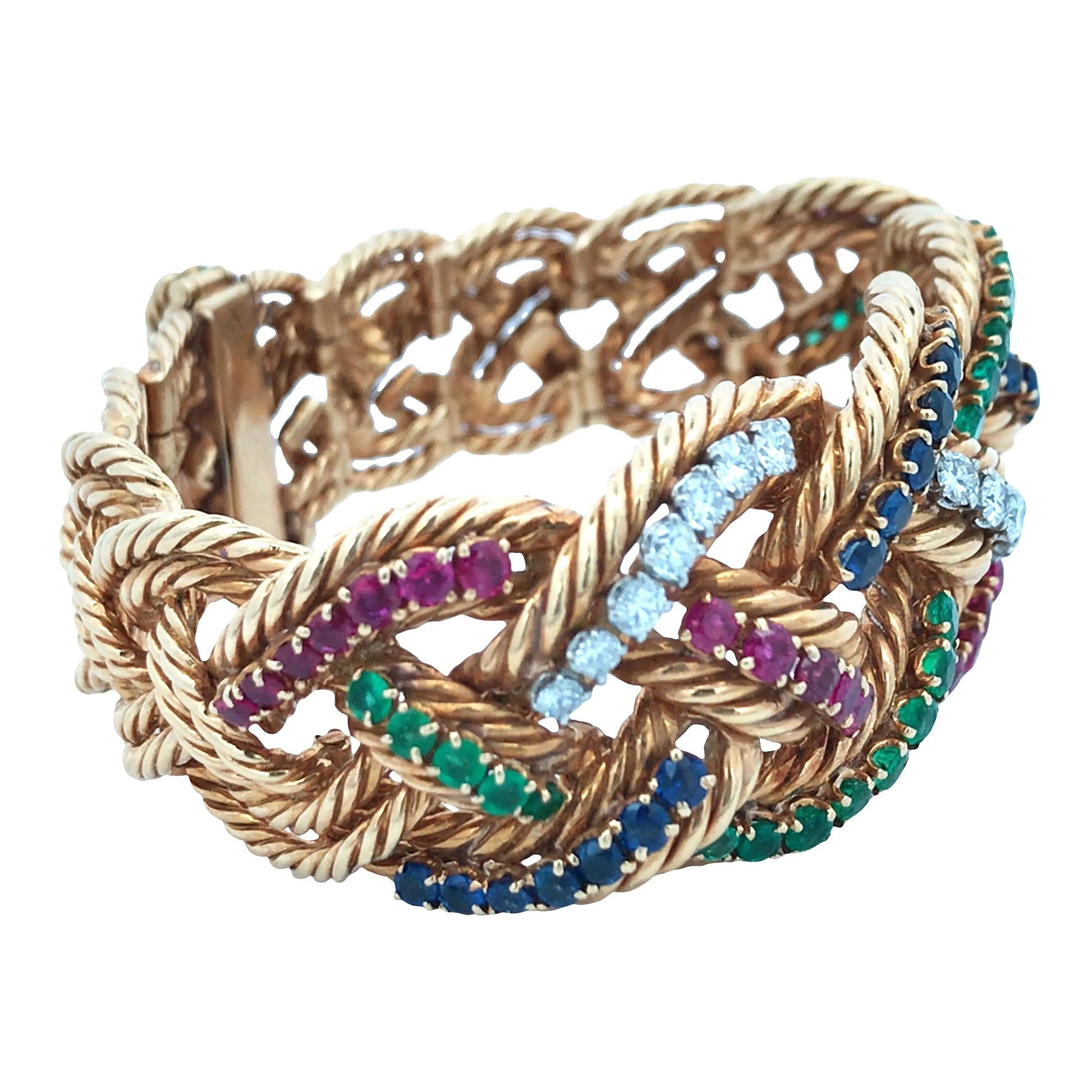 Boucheron, 18K Gold Ruby Sapphire Diamond Bracelet Boucheron