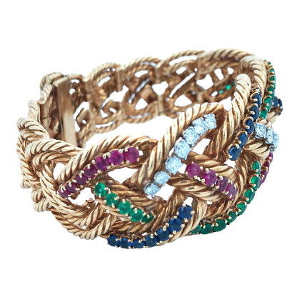 Boucheron, 18K Gold Ruby Sapphire Diamond Bracelet Boucheron