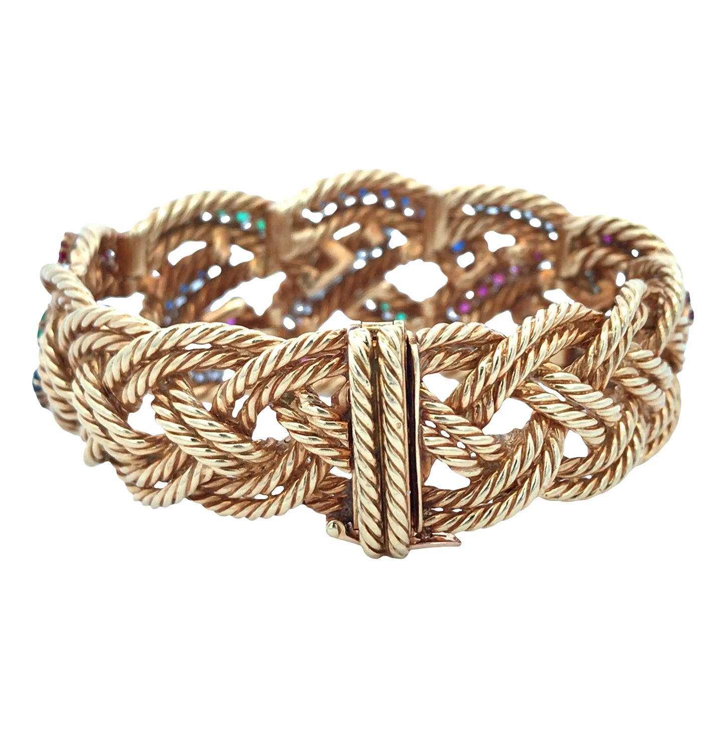 Boucheron, 18K Gold Ruby Sapphire Diamond Bracelet Boucheron