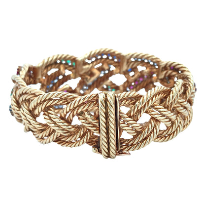 Boucheron, 18K Gold Ruby Sapphire Diamond Bracelet Boucheron