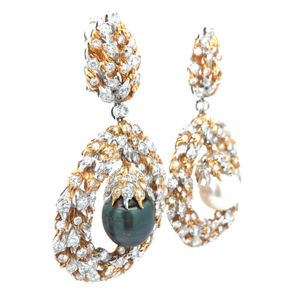 Buccellati, 18K Gold Pearl Diamond Earrings Buccellati