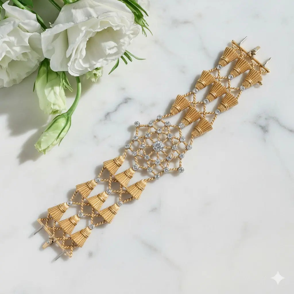 Schlumberger, 18K Gold Diamond Bracelet, IAJA Schlumberger