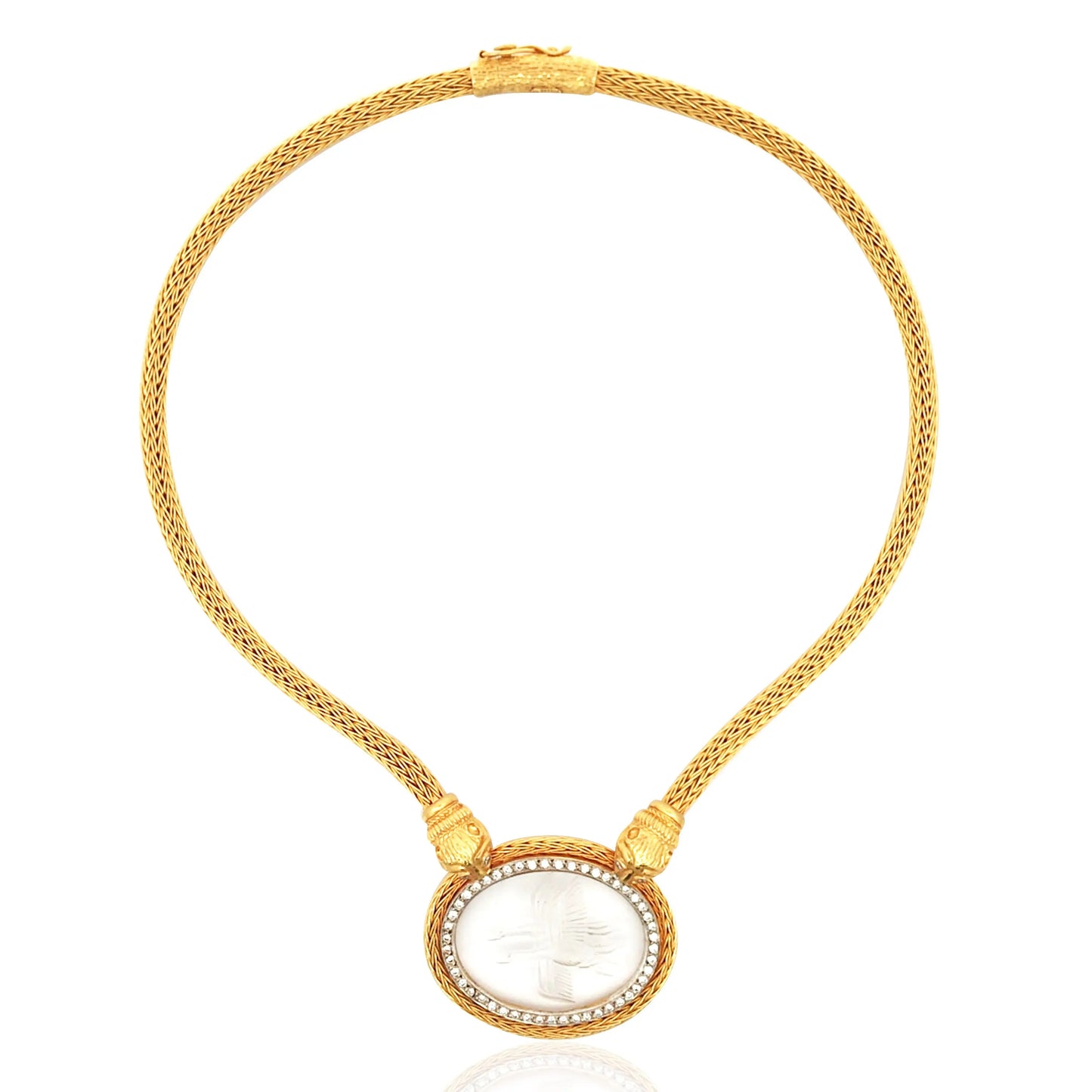 Lalaounis, 14K Gold Carved Crystal Necklace Lalaounis