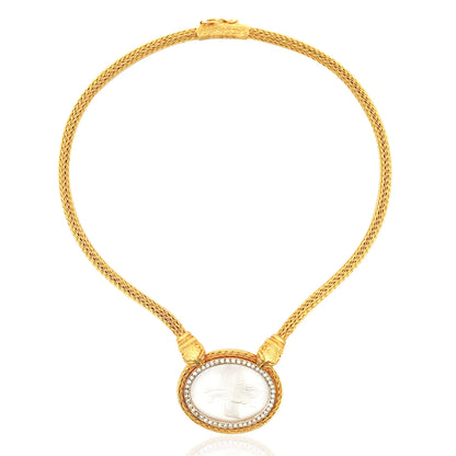 Lalaounis, 14K Gold Carved Crystal Necklace Lalaounis