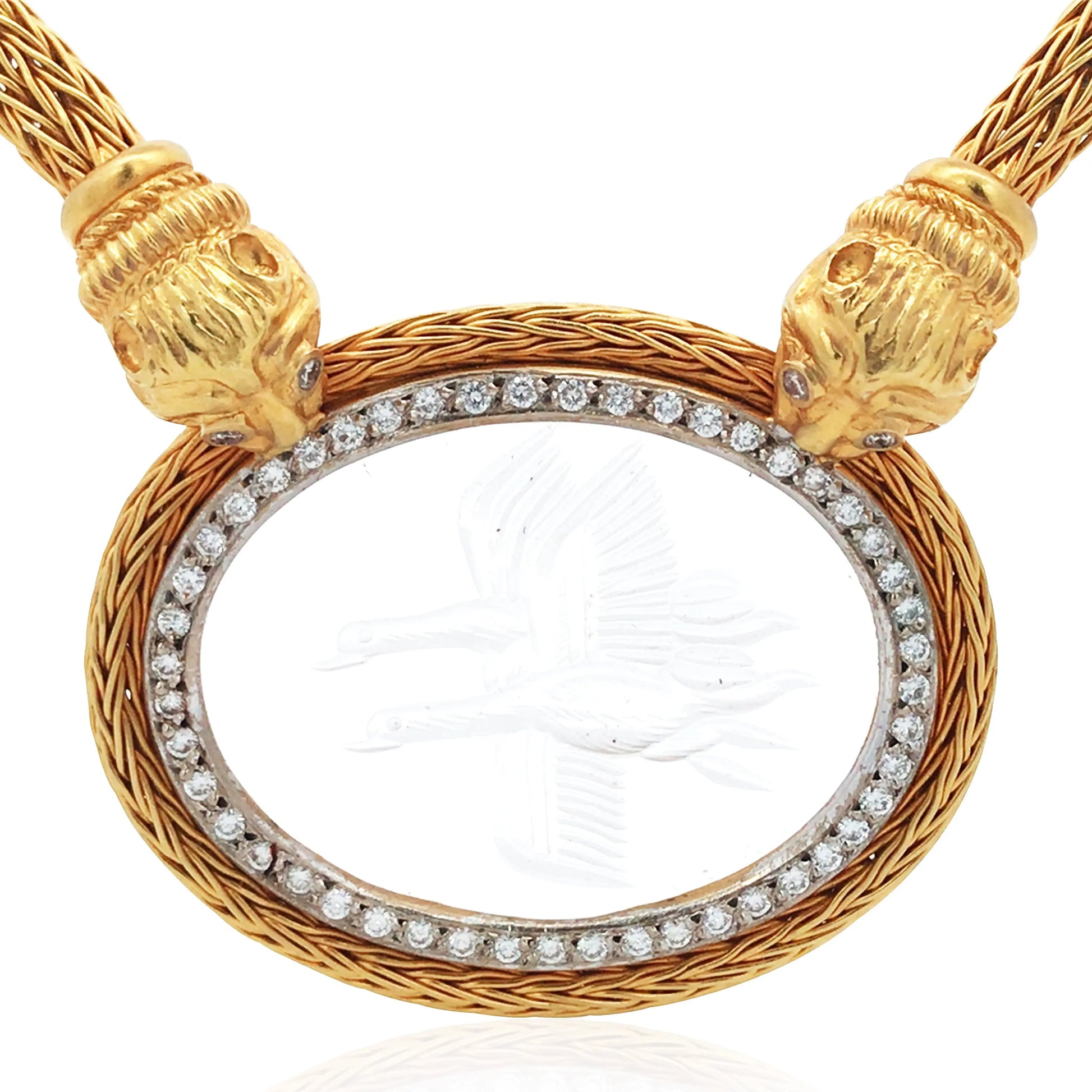 Lalaounis, 14K Gold Carved Crystal Necklace Lalaounis