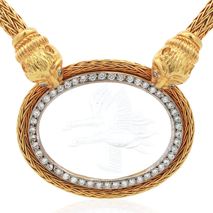 Lalaounis, 14K Gold Carved Crystal Necklace Lalaounis