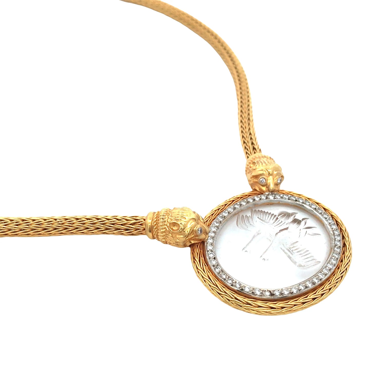 Lalaounis, 14K Gold Carved Crystal Necklace Lalaounis