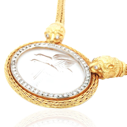 Lalaounis, 14K Gold Carved Crystal Necklace Lalaounis