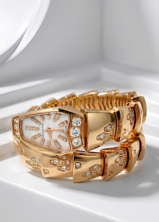 Bvlgari, 18K Gold Mother-of-Pearl Serpenti Quartz Wristwatch