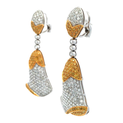 Platinum 18K Gold Yellow Diamond and Diamond Earrings Lueur Jewelry