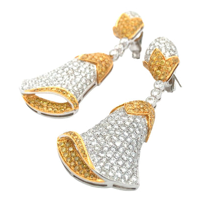 Platinum 18K Gold Yellow Diamond and Diamond Earrings Lueur Jewelry